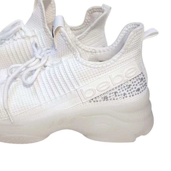 NEW bebe Crystals Sneakers ANALIA Sz 11 WHITE Rhinestones Embellished Luxe Fancy - Picture 5 of 16